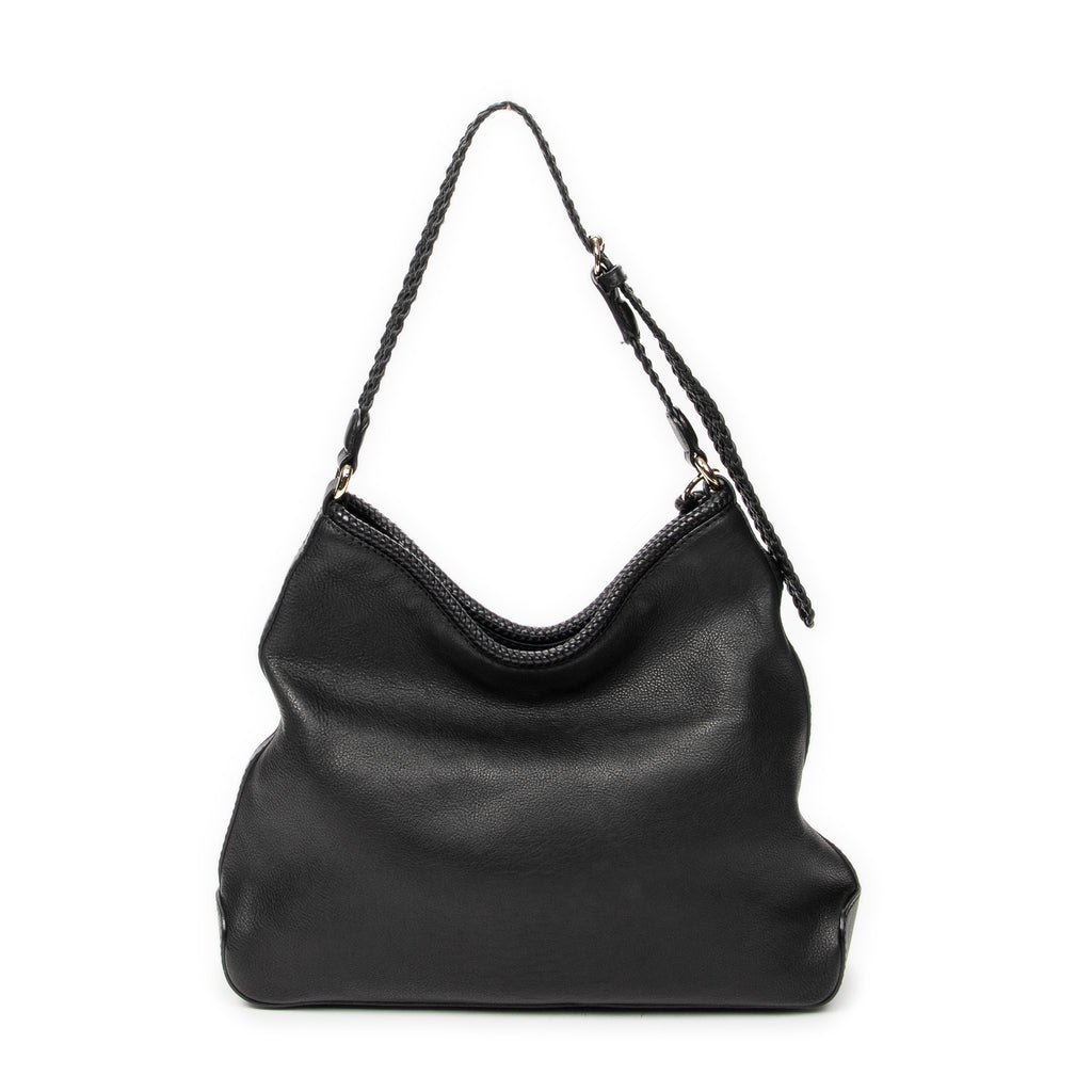 Shoulder Bag Medium Marrakech Hobo Black Grained Calfskin Leather
