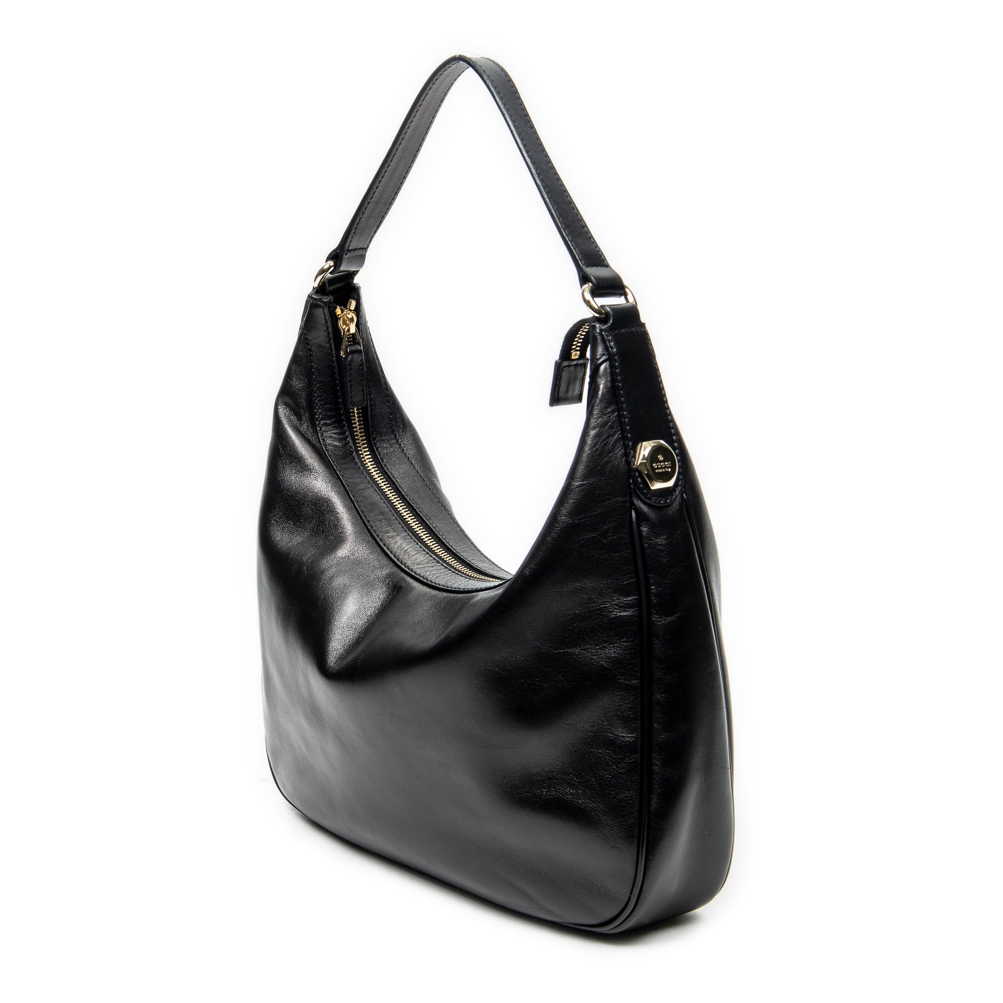 Shoulder Bag Small Charmy Hobo Black Calfskin Leather