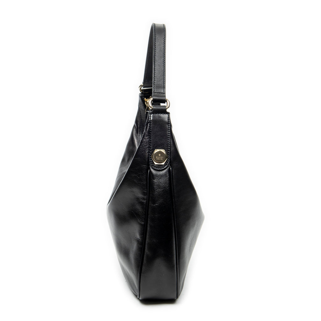 Shoulder Bag Small Charmy Hobo Black Calfskin Leather