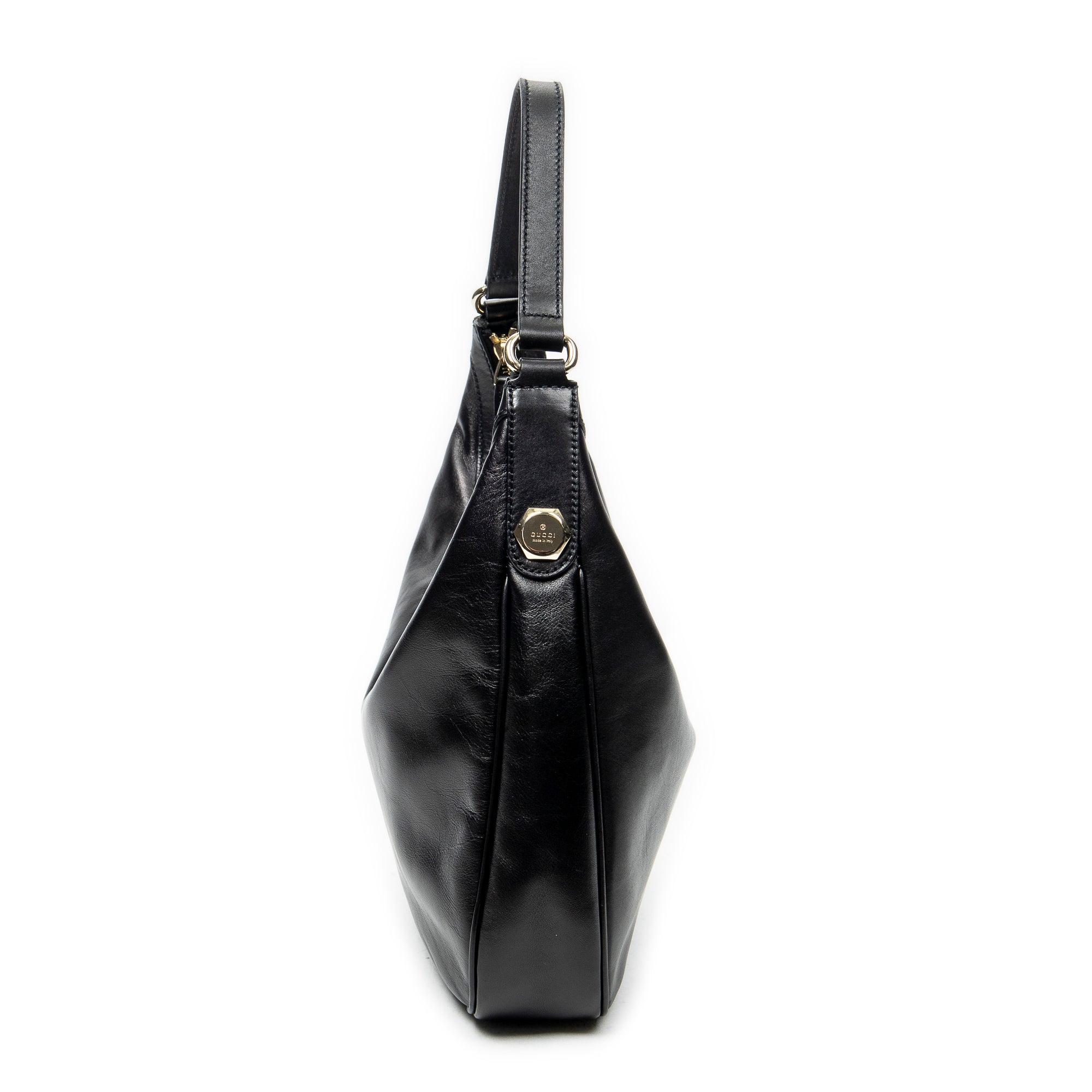 Shoulder Bag Small Charmy Hobo Black Calfskin Leather
