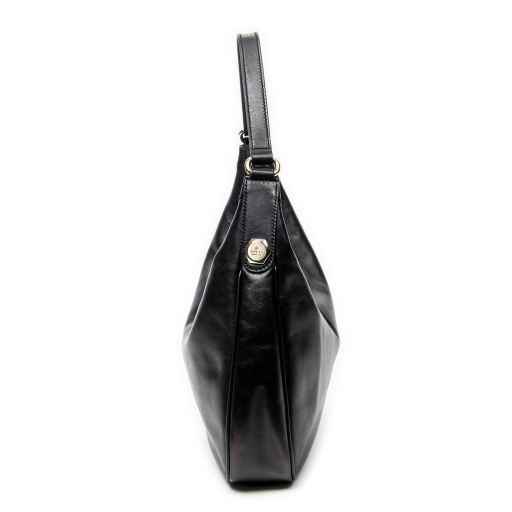 Shoulder Bag Small Charmy Hobo Black Calfskin Leather