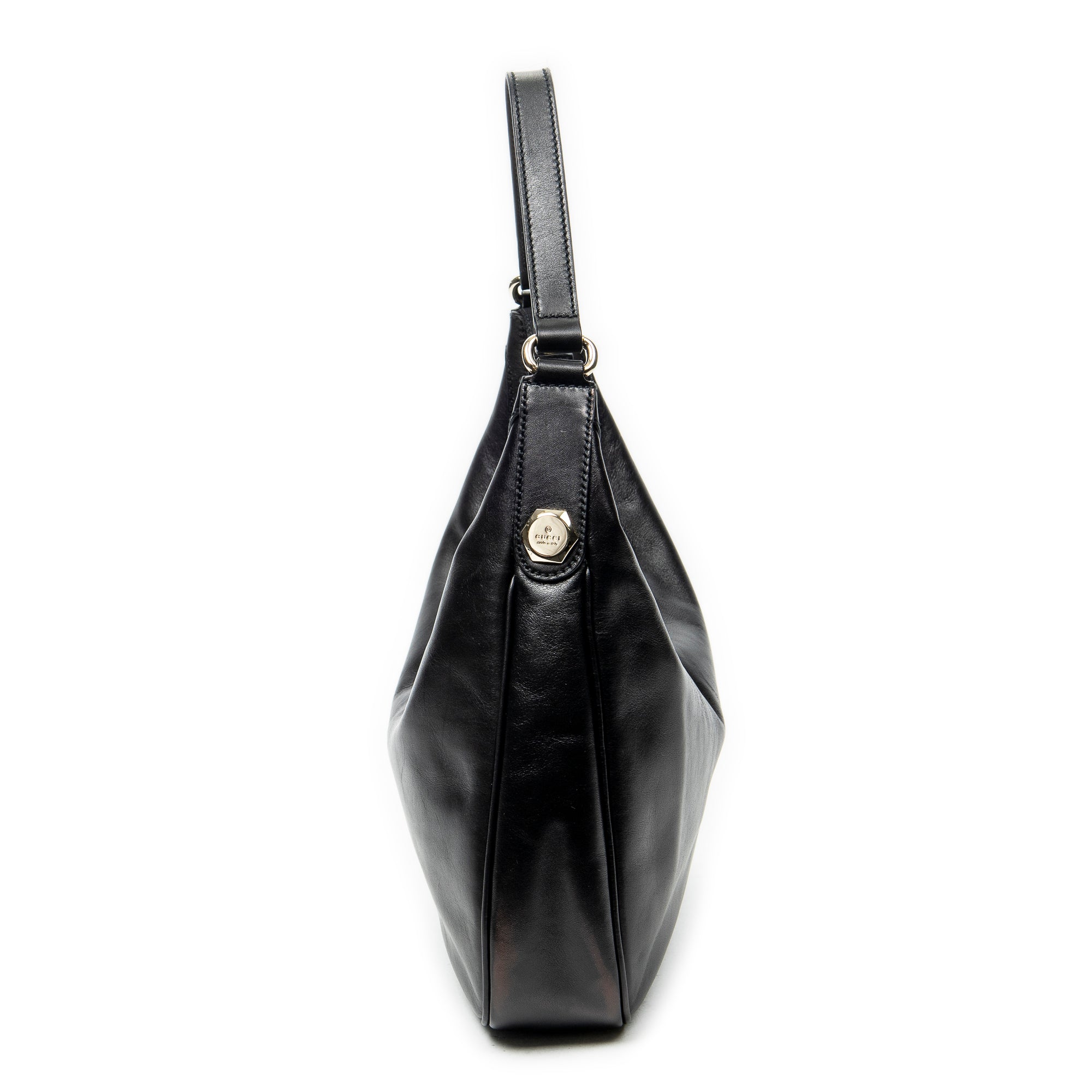 Shoulder Bag Small Charmy Hobo Black Calfskin Leather