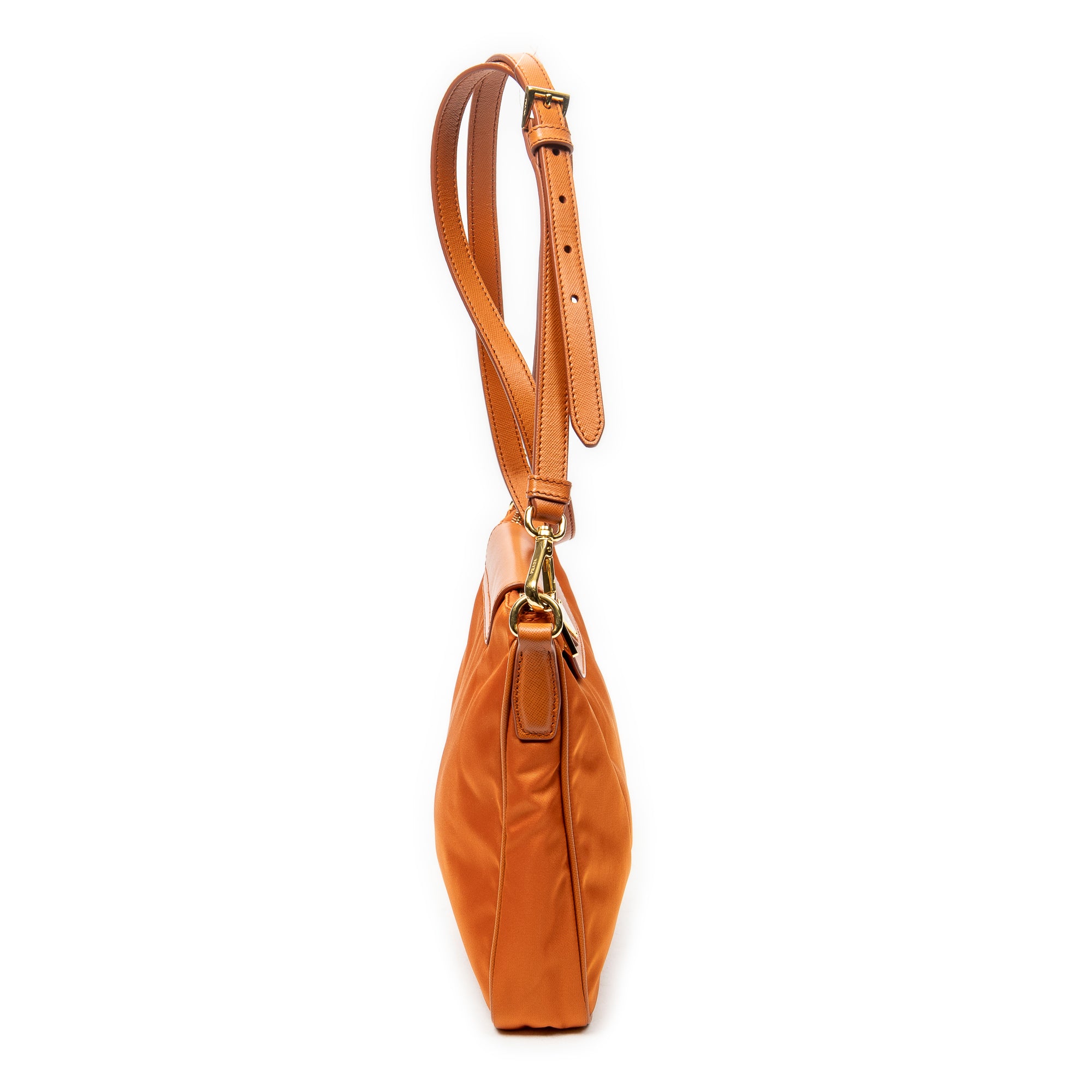 Shoulder Bag Small Zip Crossbody Orange Nylon Canvas