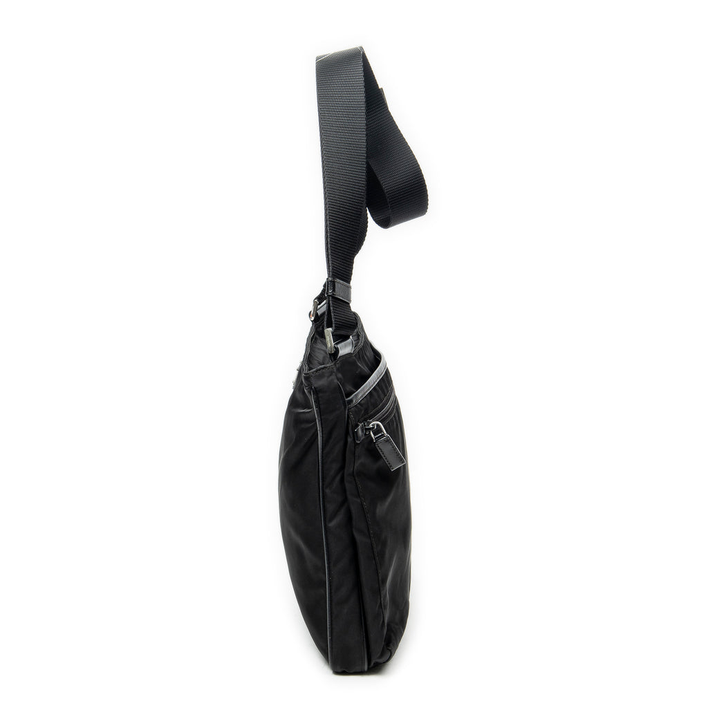 Shoulder Bag Messenger Crossbody Black Nylon Canvas