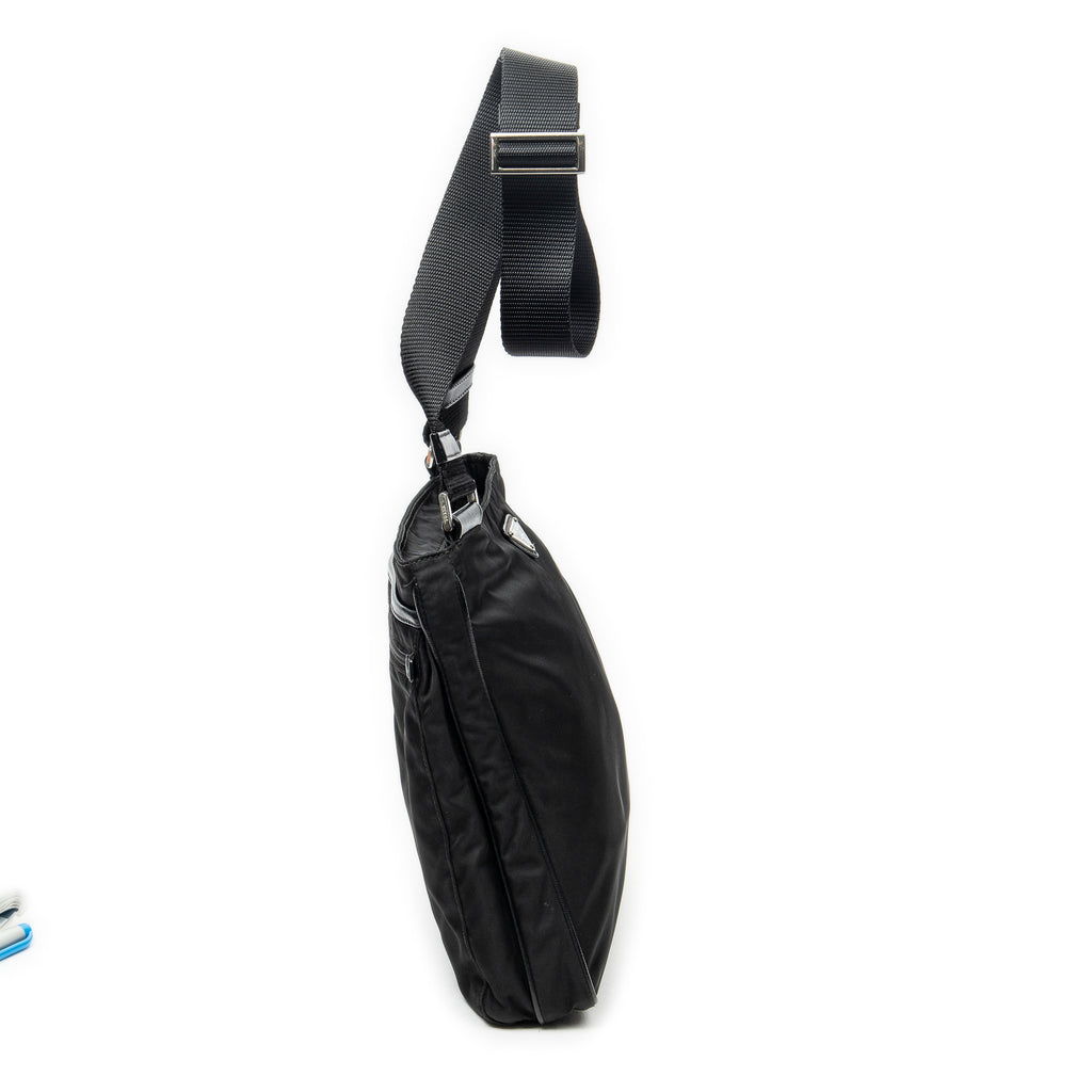 Shoulder Bag Messenger Crossbody Black Nylon Canvas