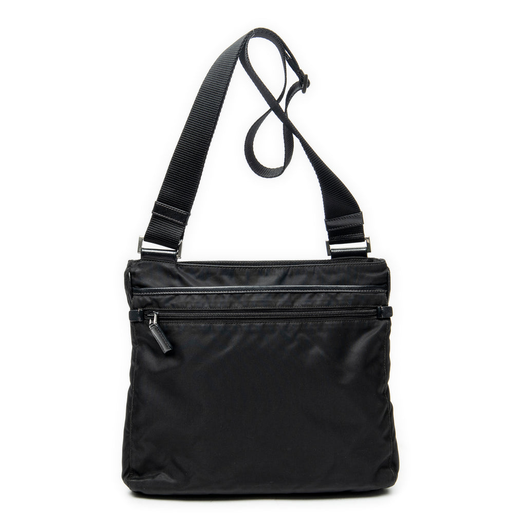 Shoulder Bag Messenger Crossbody Black Nylon Canvas