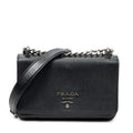 Shoulder Bag Chain Flap Crossbody Black Saffiano Leather