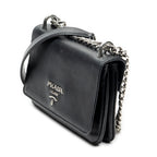 Shoulder Bag Chain Flap Crossbody Black Saffiano Leather