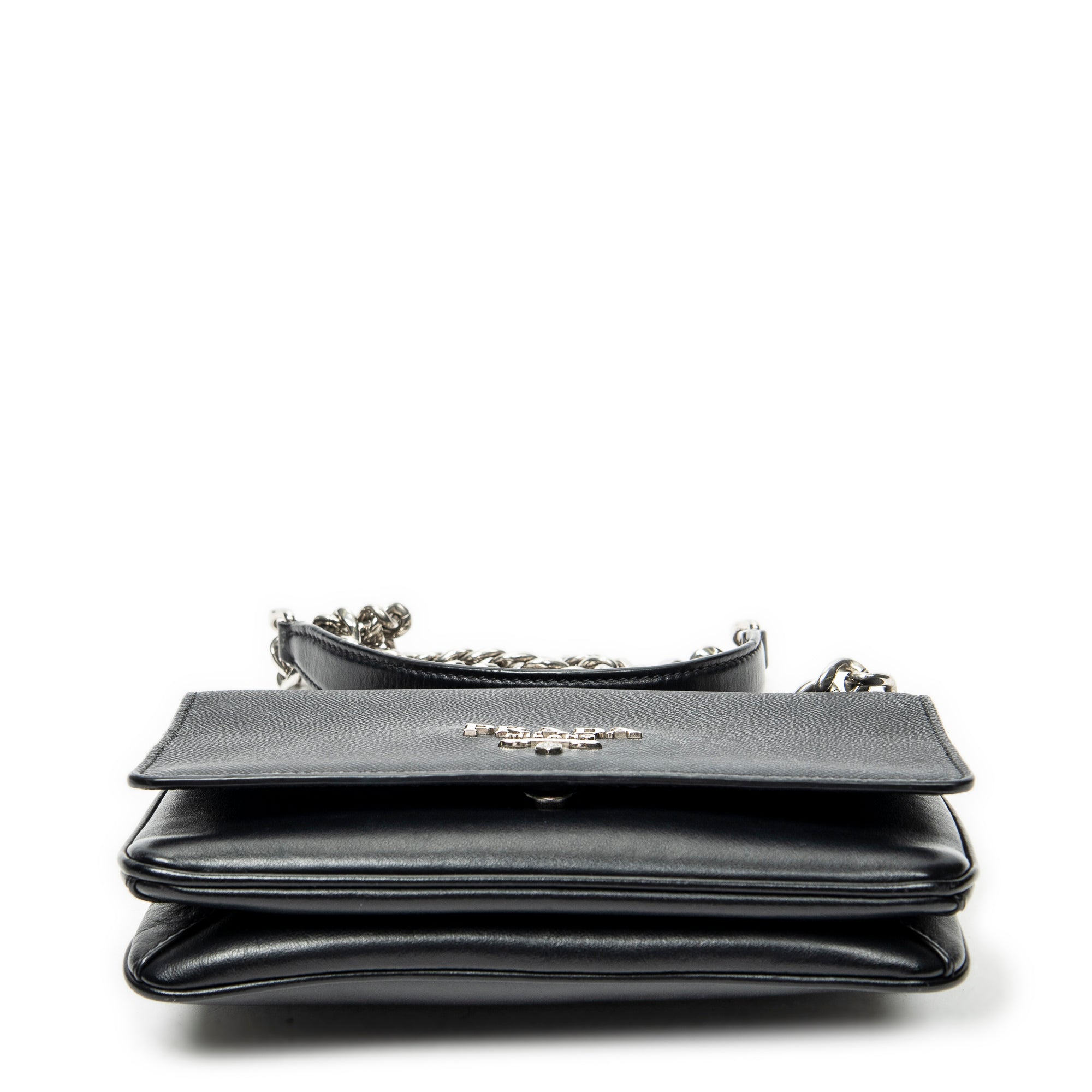 Shoulder Bag Chain Flap Crossbody Black Saffiano Leather