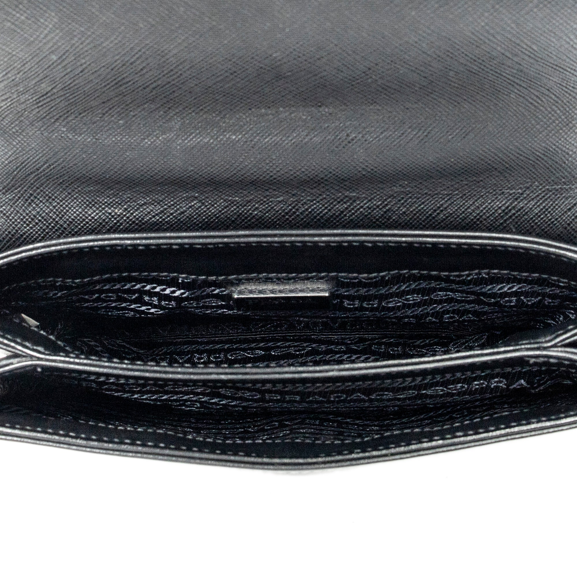 Shoulder Bag Chain Flap Crossbody Black Saffiano Leather