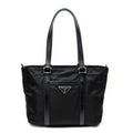 Shoulder Bag Zip Shopping Tote Black Nylon Canvas