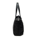 Shoulder Bag Zip Shopping Tote Black Nylon Canvas