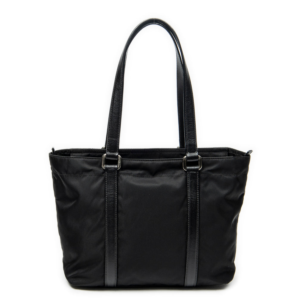 Shoulder Bag Zip Shopping Tote Black Nylon Canvas