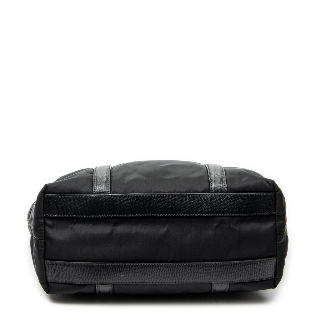 Shoulder Bag Zip Shopping Tote Black Nylon Canvas