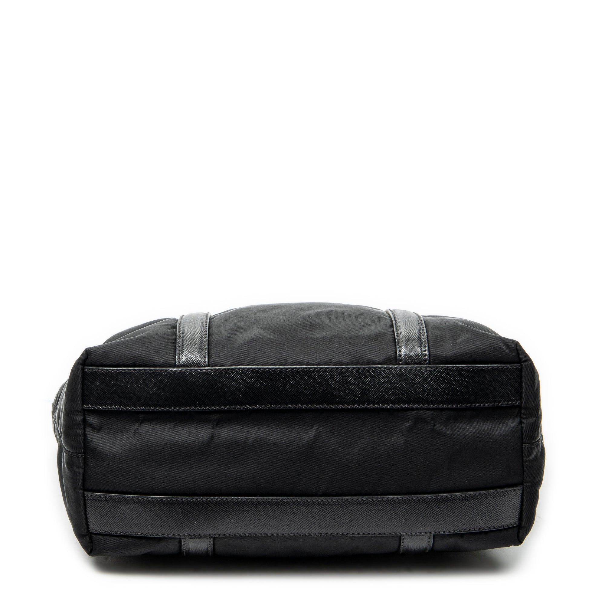 Shoulder Bag Zip Shopping Tote Black Nylon Canvas