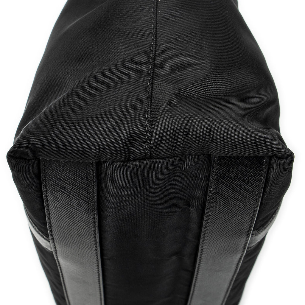 Shoulder Bag Zip Shopping Tote Black Nylon Canvas