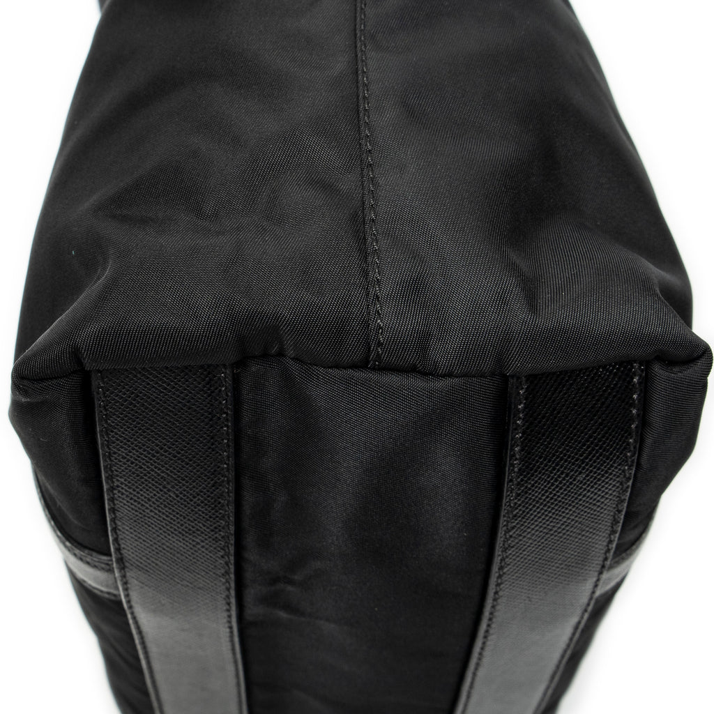Shoulder Bag Zip Shopping Tote Black Nylon Canvas
