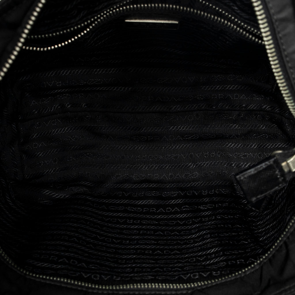 Shoulder Bag Zip Shopping Tote Black Nylon Canvas