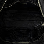 Shoulder Bag Zip Shopping Tote Black Nylon Canvas