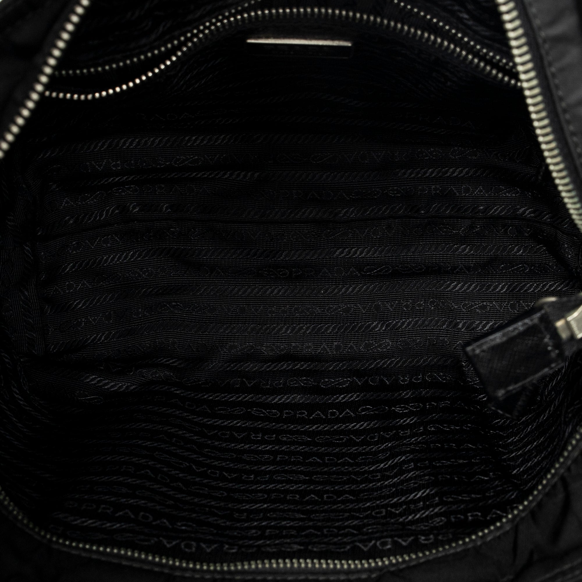 Shoulder Bag Zip Shopping Tote Black Nylon Canvas