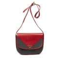 Shoulder Bag Vintage Flap Crossbody Red Woven Coated Canvas