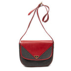 Shoulder Bag Vintage Flap Crossbody Red Woven Coated Canvas
