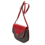 Shoulder Bag Vintage Flap Crossbody Red Woven Coated Canvas
