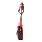 Shoulder Bag Vintage Flap Crossbody Red Woven Coated Canvas