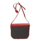 Shoulder Bag Vintage Flap Crossbody Red Woven Coated Canvas