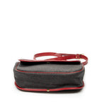 Shoulder Bag Vintage Flap Crossbody Red Woven Coated Canvas