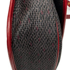 Shoulder Bag Vintage Flap Crossbody Red Woven Coated Canvas
