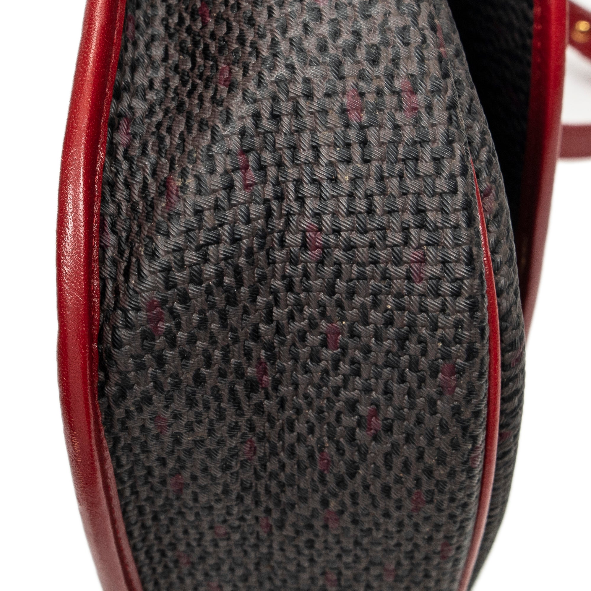 Shoulder Bag Vintage Flap Crossbody Red Woven Coated Canvas