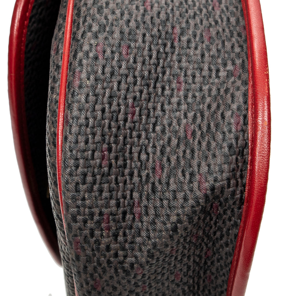 Shoulder Bag Vintage Flap Crossbody Red Woven Coated Canvas
