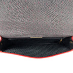 Shoulder Bag Vintage Flap Crossbody Red Woven Coated Canvas