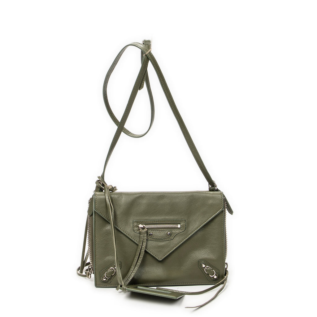 Shoulder Bag XS Papier Zip Around Triple Olive Green Calfskin Leather