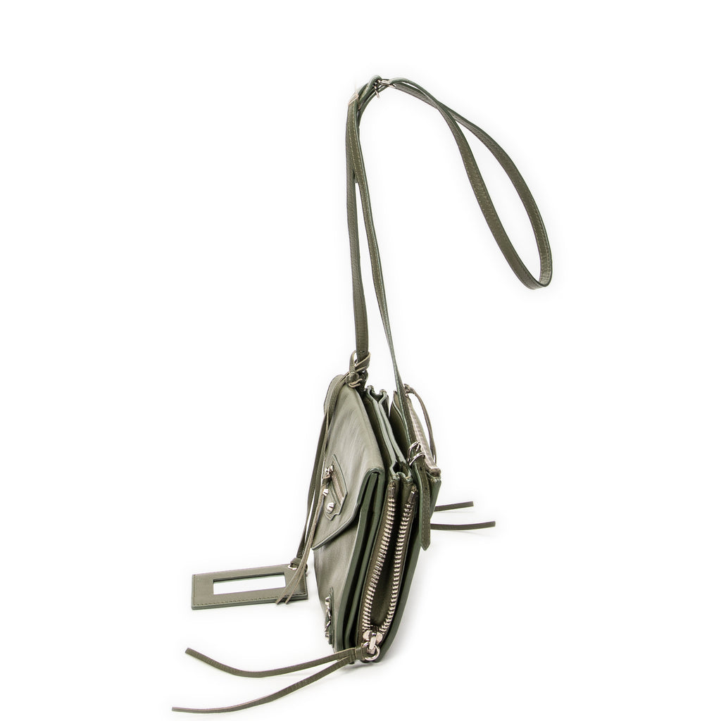 Shoulder Bag XS Papier Zip Around Triple Olive Green Calfskin Leather