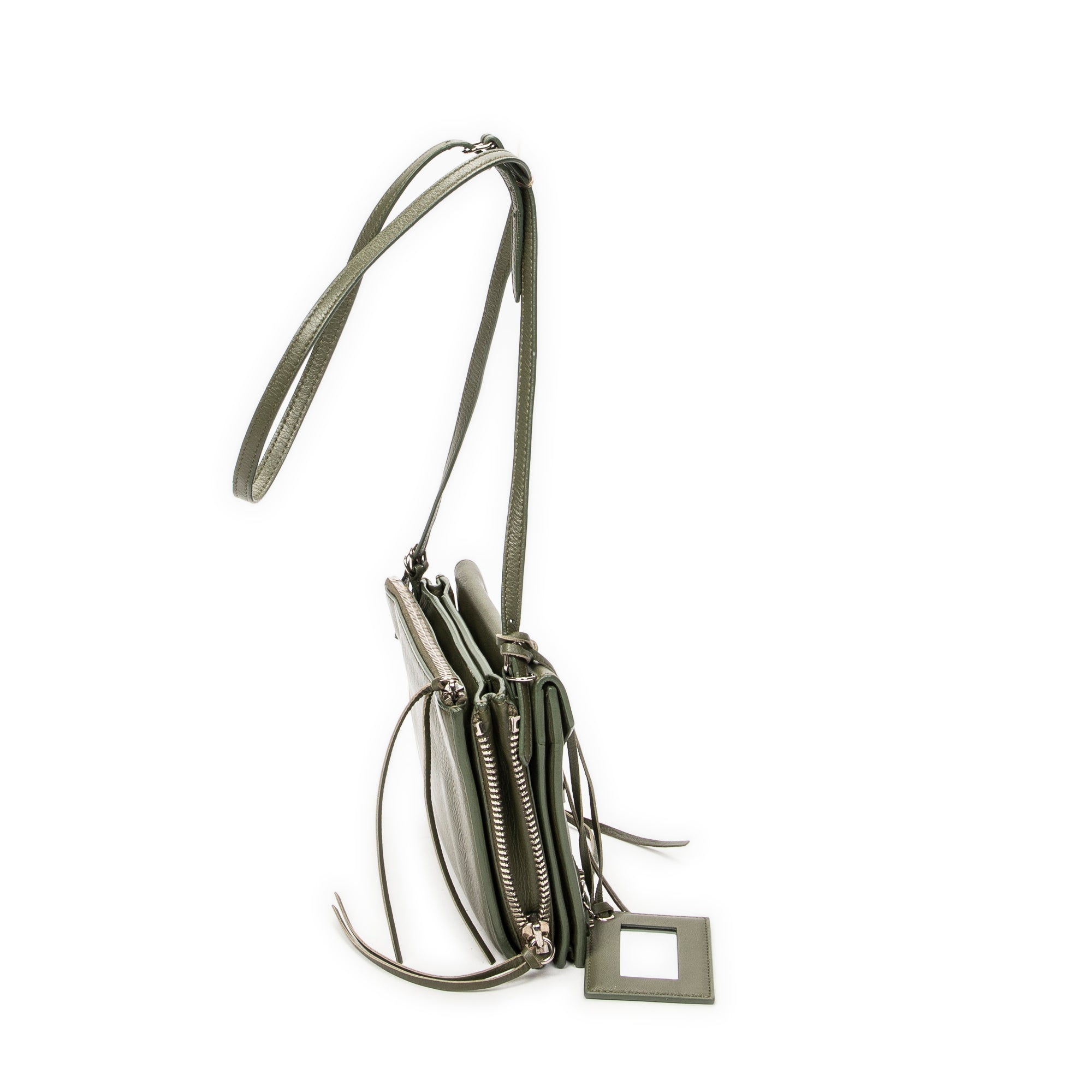 Shoulder Bag XS Papier Zip Around Triple Olive Green Calfskin Leather