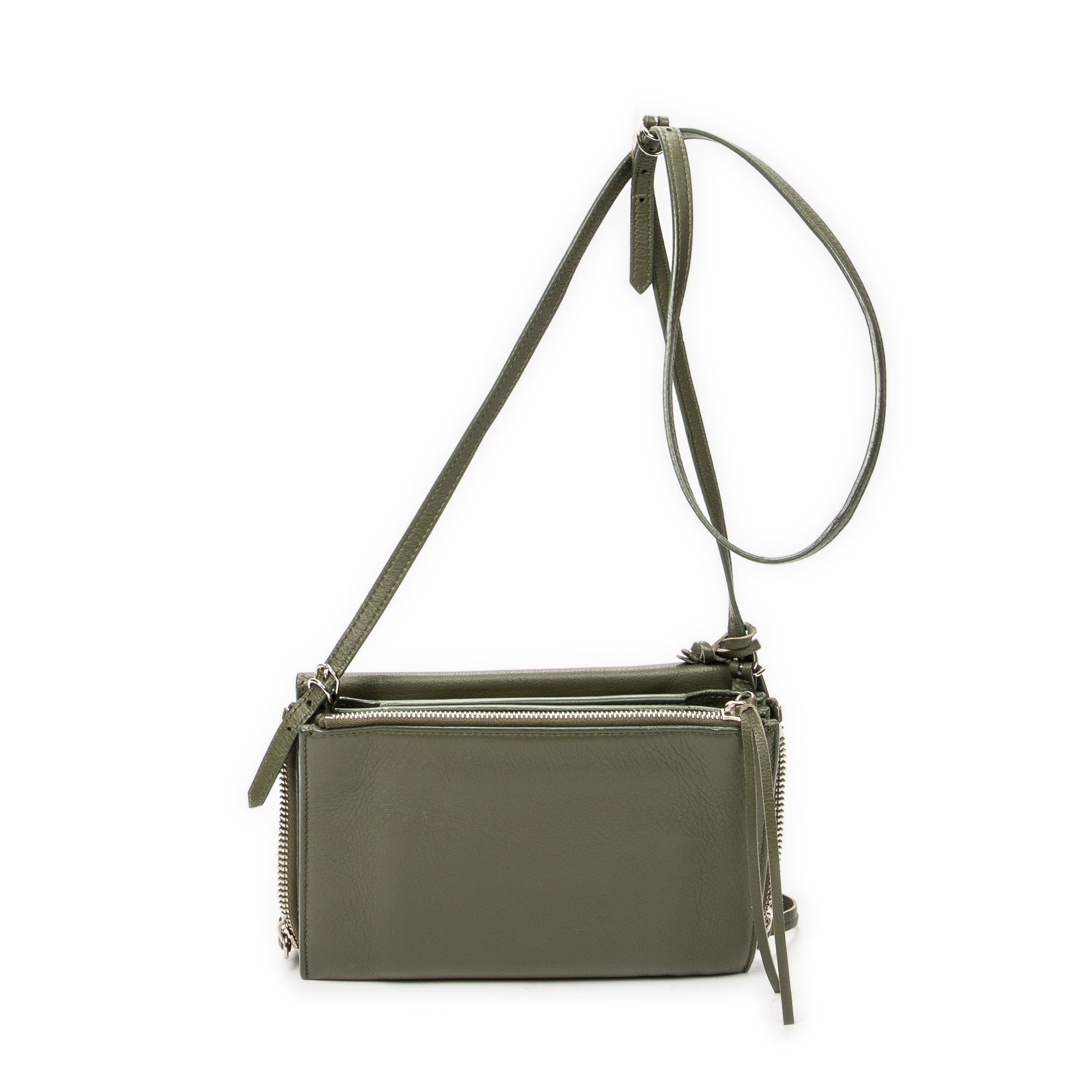Shoulder Bag XS Papier Zip Around Triple Olive Green Calfskin Leather