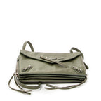 Shoulder Bag XS Papier Zip Around Triple Olive Green Calfskin Leather