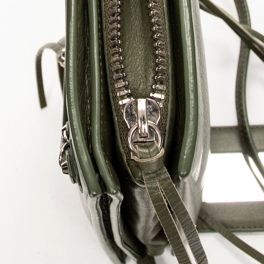 Shoulder Bag XS Papier Zip Around Triple Olive Green Calfskin Leather