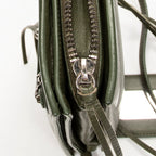 Shoulder Bag XS Papier Zip Around Triple Olive Green Calfskin Leather