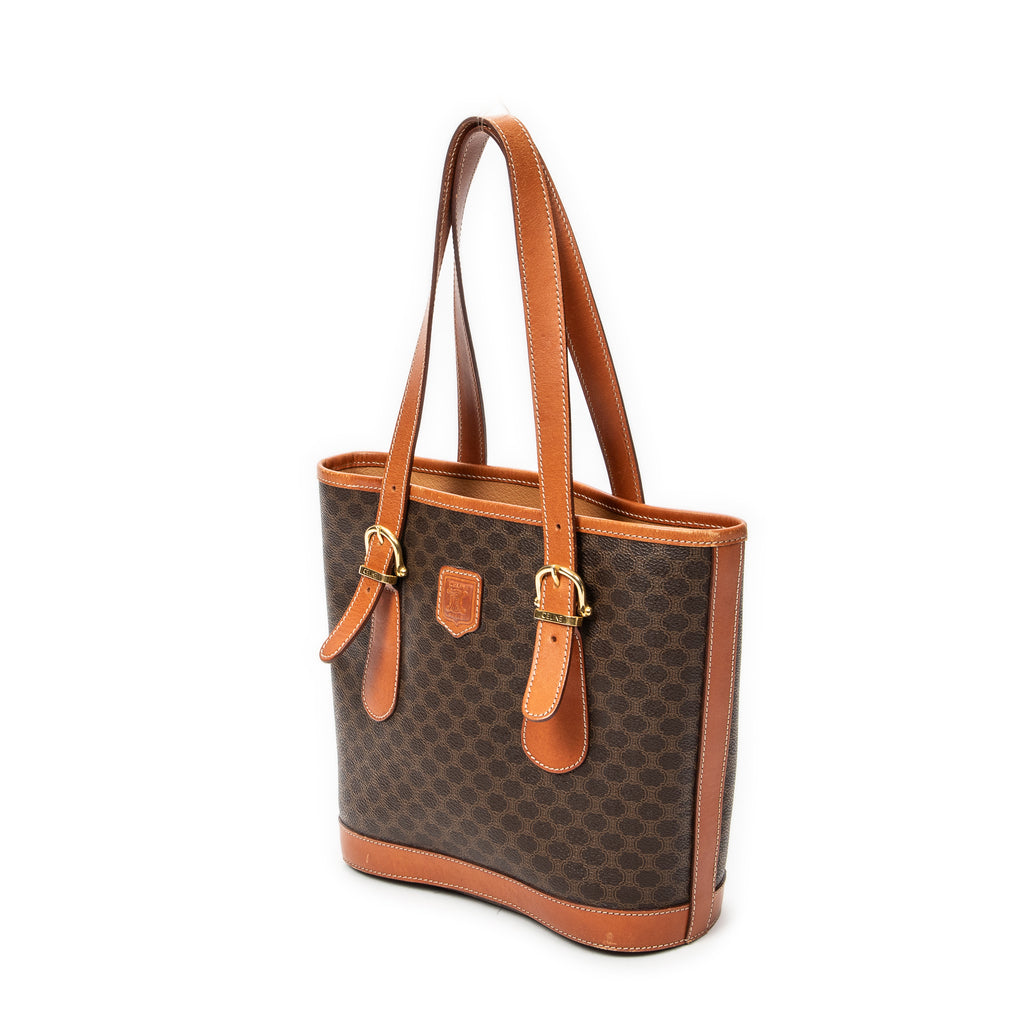 Shoulder Bag Small Open Tote Brown Macadam Coated Canvas