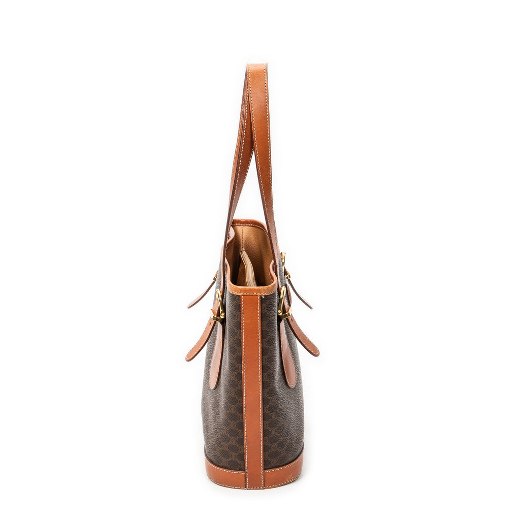 Shoulder Bag Small Open Tote Brown Macadam Coated Canvas