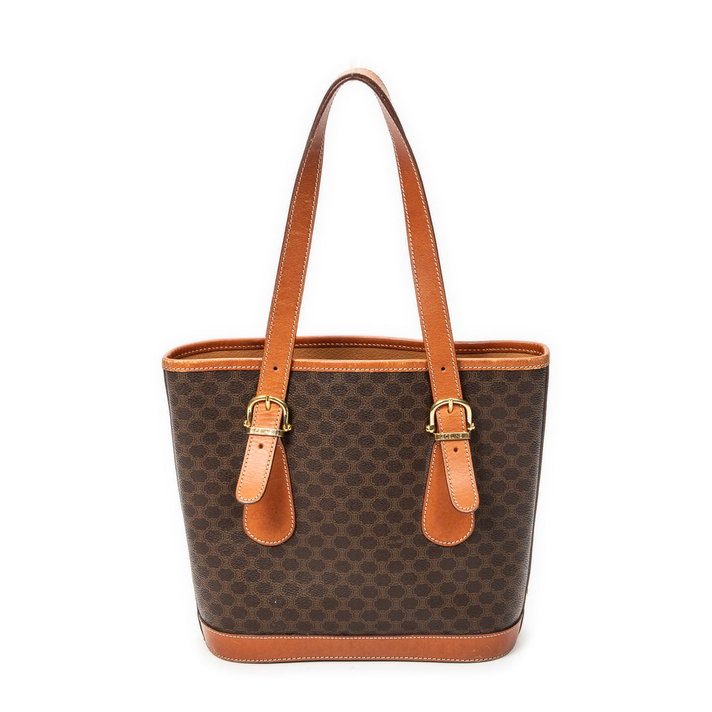 Shoulder Bag Small Open Tote Brown Macadam Coated Canvas