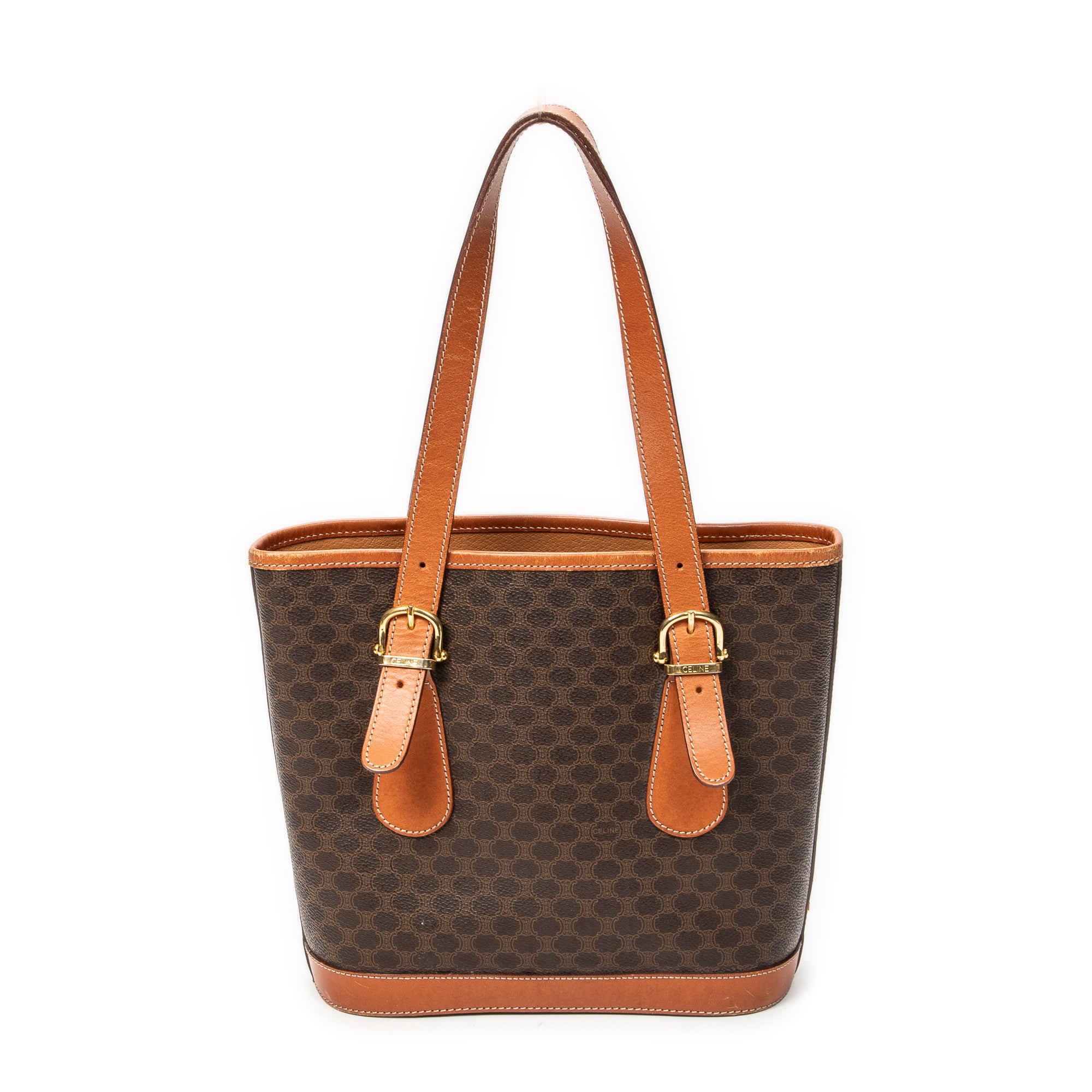 Shoulder Bag Small Open Tote Brown Macadam Coated Canvas