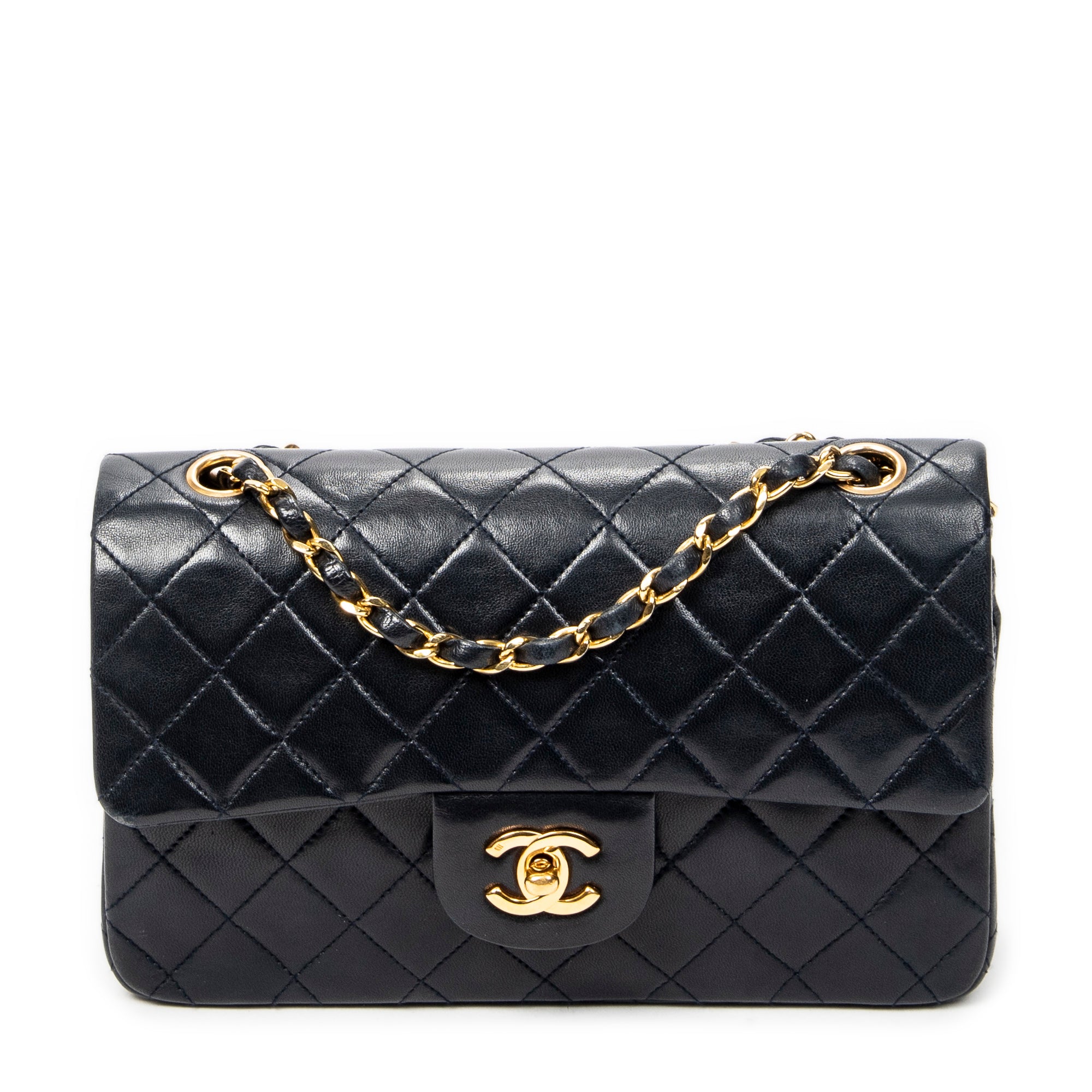 Shoulder Bag Classic Double Flap 23 Navy Quilted Lambskin Leather