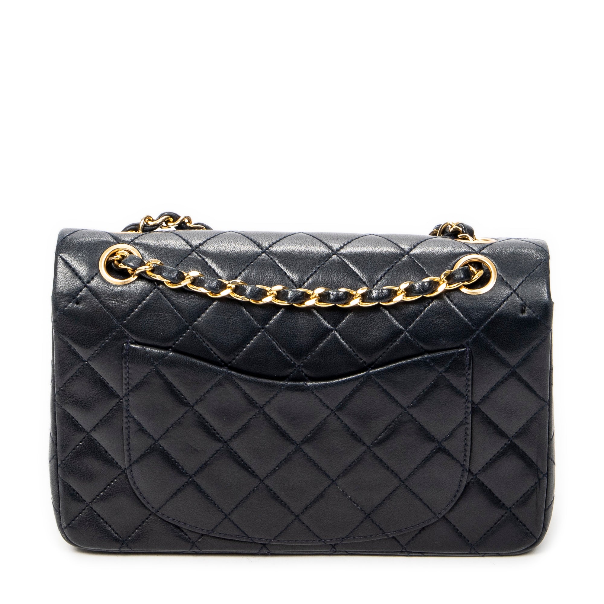 Shoulder Bag Classic Double Flap 23 Navy Quilted Lambskin Leather
