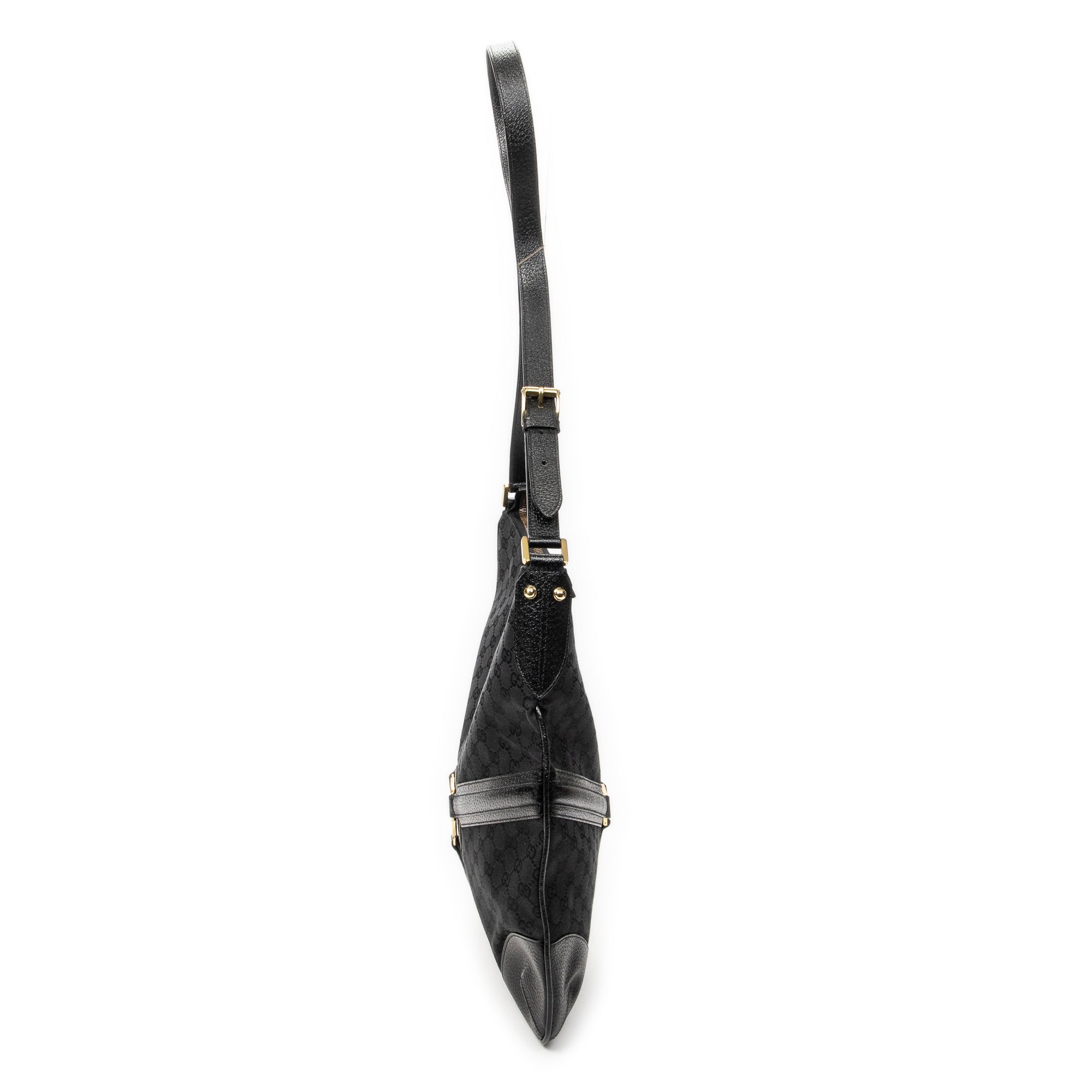 Shoulder Bag Large Reins Messenger Black Monogrammed Canvas