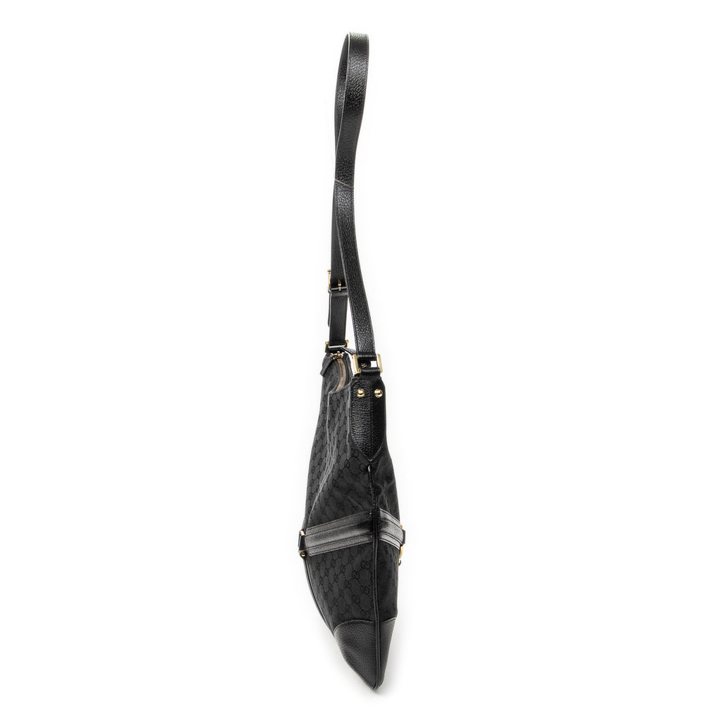 Shoulder Bag Large Reins Messenger Black Monogrammed Canvas
