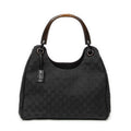Shoulder Bag Wooden Handle Colbert Hobo Black Monogrammed Canvas